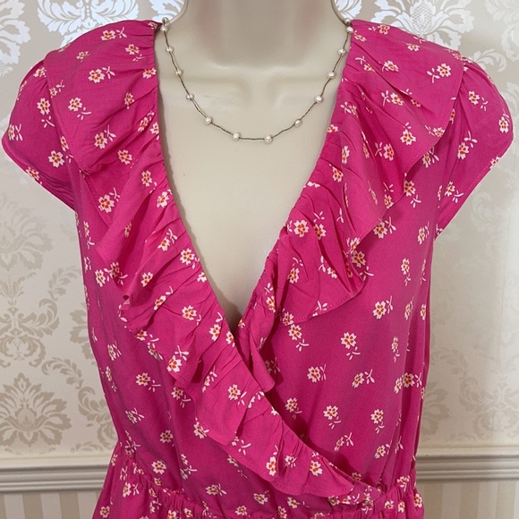 NWT J. Crew Pink Floral Print Ruffle Dress - Picture 6 of 10